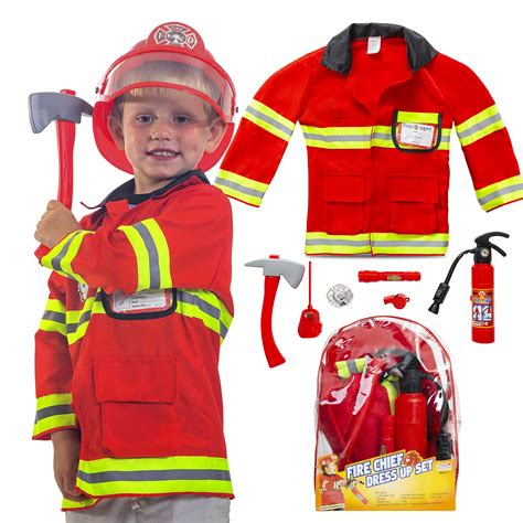 Buy Firefighter Costume For Boys And Girls 9 Pieces Pretend Play Set