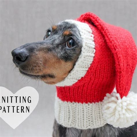 Knitting Pattern Santa Dog Hat Dog Santa Hat Dachshund Etsy