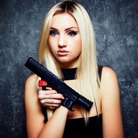 Girl Sensual Glock Gun Blonde Fear Arthubai