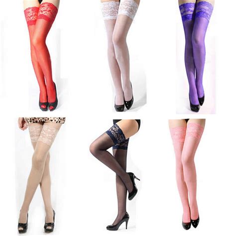 womens sexy mesh sheer lace top stay up thigh high hold ups stockings pantyhose thin party club