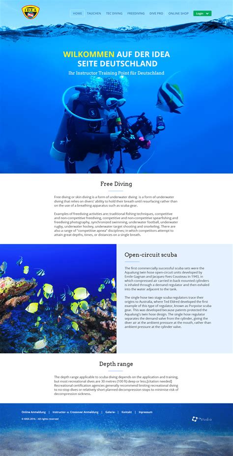 Scuba Diving Website On Behance