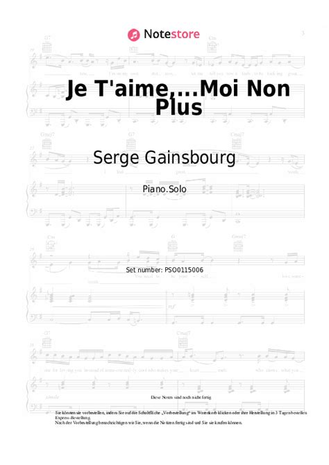 Jane Birkin Serge Gainsbourg Je Taimemoi Non Plus Klaviernoten