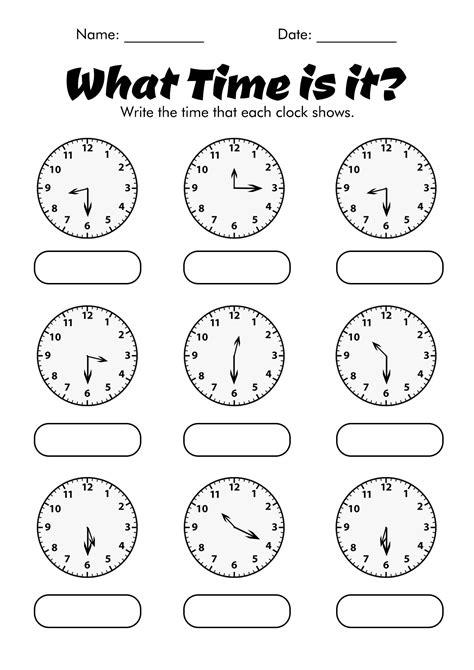 Time Worksheet 2nd Grade