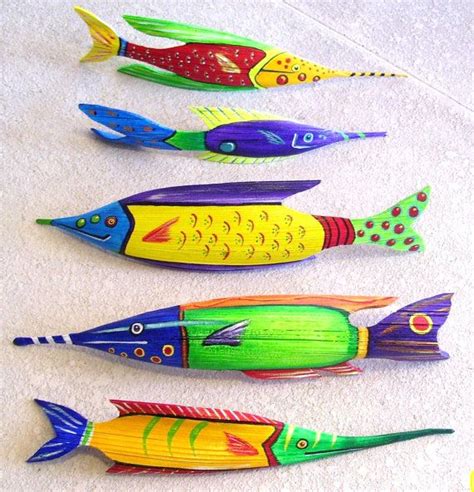 Tropical Fish Carved From Queen Palm Seed Pod Over 2 Ft Long Orange