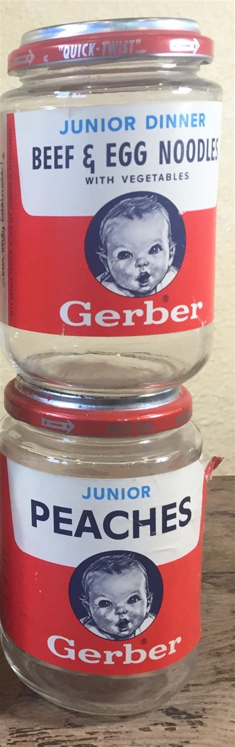 1960s Two Gerber Baby Food Jars Red White Blue Etsy