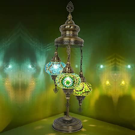 Lamodahome Turkish Lamp Colorful Mosaic Glass Decorative Moroccan Lamp