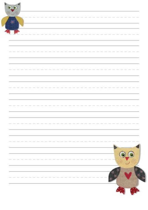 Owl Handwriting Paper Handwriting Paper