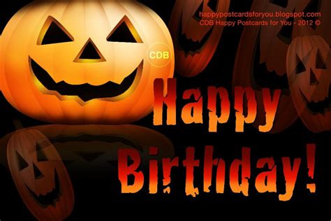 🎃🎃 Greeting Card Happy Birthday With Image Of Halloween Pumpkins Free