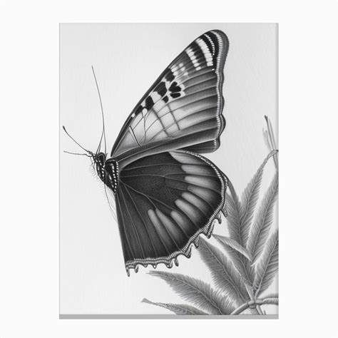 Black Swallowtail Butterfly Greyscale Sketch 1 Canvas Print By Papillon