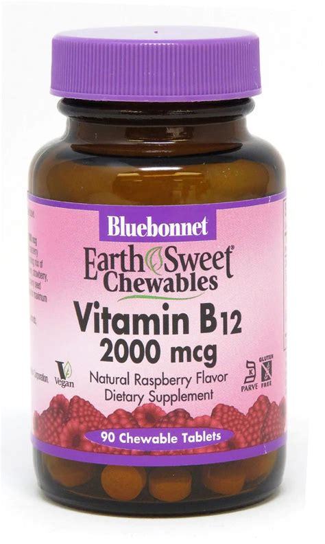 Bluebonnet Nutrition Earthsweet Chewables Vitamin B12 Natural Raspberry