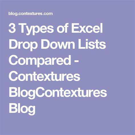 The Three Types Of Excel Drop Down Lists Compared Features