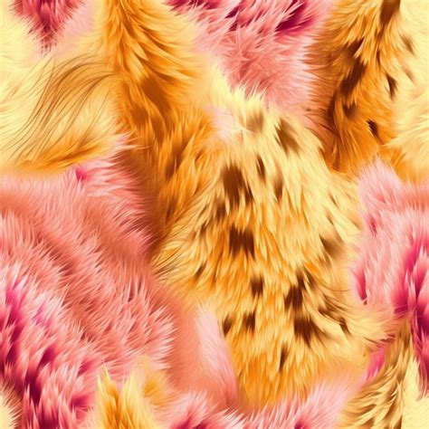 Premium Ai Image Seamless Pattern Yellow Pink Fur Background