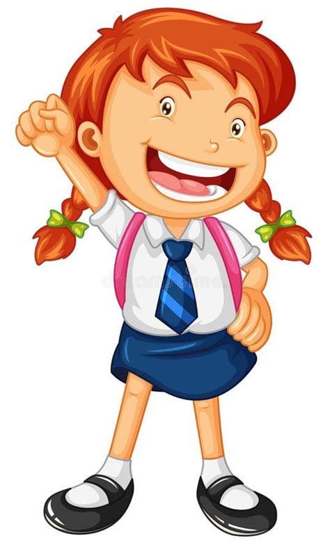 Happy Girl In School Uniform Stock Vector Illustration Of Graphic