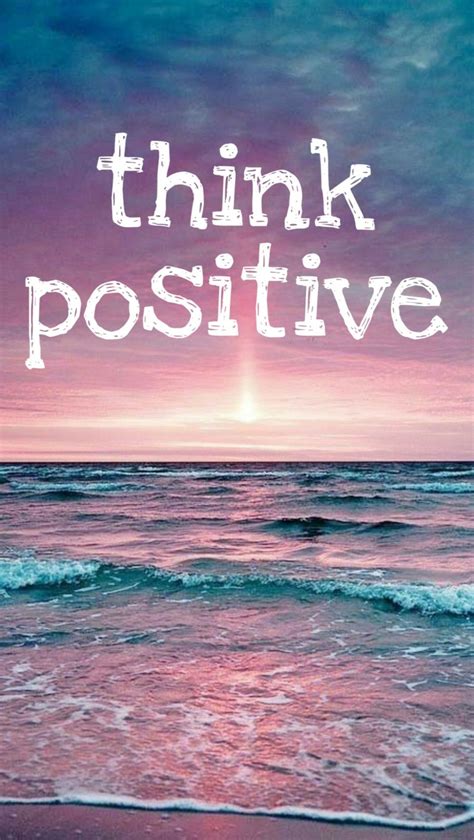 The Words Think Positive Are Written In White On A Purple And Blue Sky