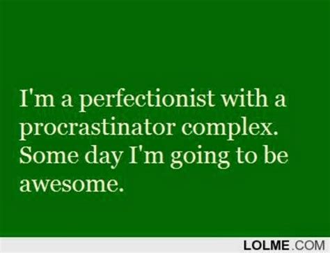 i m a perfectionist with a procrastinator complex some day i m going to be awesome ~ joke all