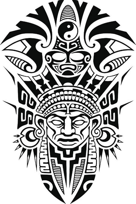 Ancient Tribal Mask Vector Illustration Inmaiah Tattoo Maori Perna