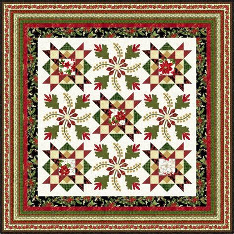 Free Christmas Quilt Pattern With Poinsettias And Applique