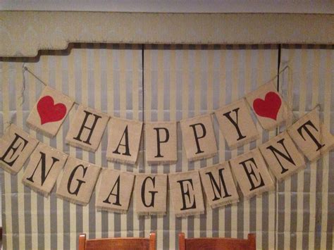 Happy Engagement Banner In Burlap Hessian Handmade By Mum And I