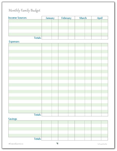 Monthly Family Budget Printables | Family budget printables, Budget printables, Family budget