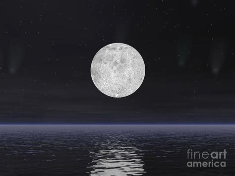 Full Moon On A Dark Night With Stars Digital Art By Elena Duvernay