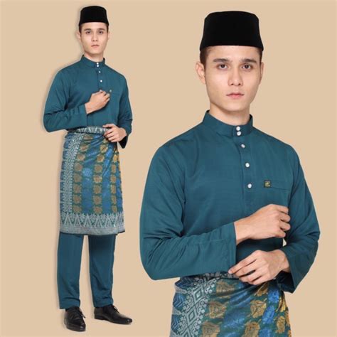 Baju Melayu Teal Blue S 3XL Baju Melayu Raya 2021 Baju Melayu
