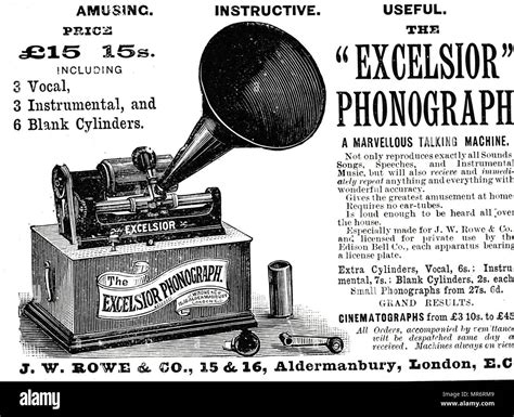 Anuncio de un fonógrafo de Edison Un fonógrafo es la mecánica de
