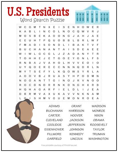 Us Presidents Word Search Puzzle Print It Free