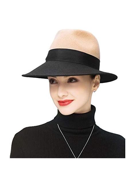 Buy F Fadves Wide Brim Fedora Womens Wool Felt Hats With Ribbon Cloche