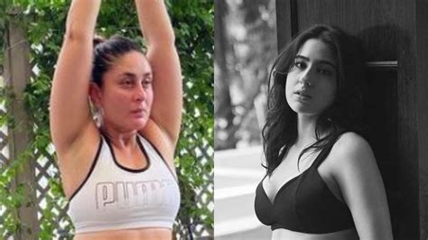 Kareena Kapoor Aces Complex Yoga Positions Sara Ali Khan Stuns In Black Bralette And Long Skirt