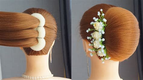 3 Minute Elegant Bun Hairstyle French Bun Hairstyle With Donut