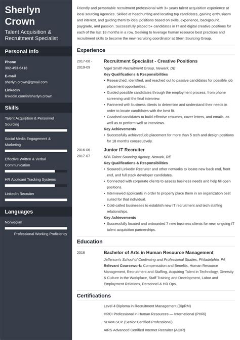 Recruiter Resume Examples For 2024 Skill List