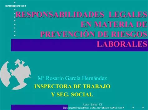 PPT RESPONSABILIDADES LEGALES EN MATERIA DE PREVENCI N DE RIESGOS LABORALES PowerPoint