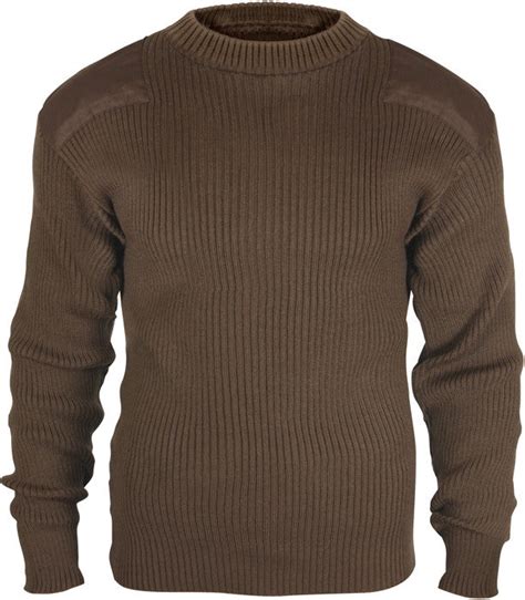 Brown Military Style Commando Acrylic Crewneck Sweater Galaxy Army Navy