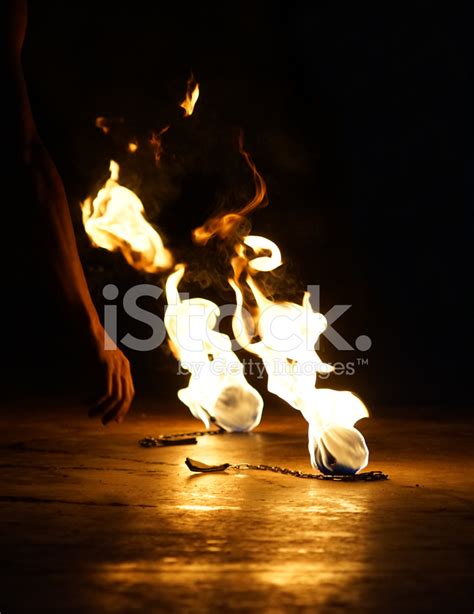 Burning Fire Poi Stock Photo Royalty Free Freeimages