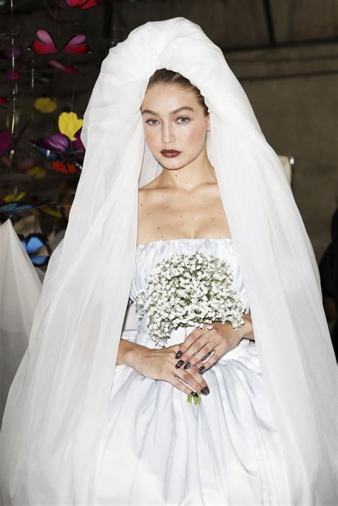Gigi Hadid Moschino Bride Milan Spring 2019 Popsugar Fashion