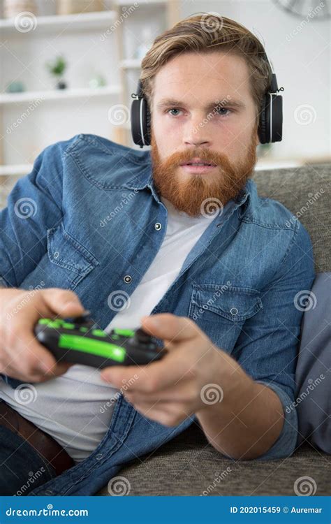 Guy Playing On Console Stock Image Image Of Screen 202015459