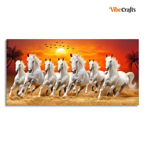 Seven Horses Running At Sunrise Premium Canvas Wall Painting Vibecrafts