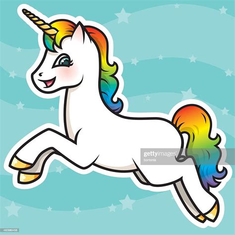 Adorable Kawaii Rainbow Unicorn Character Vector Art Getty Images