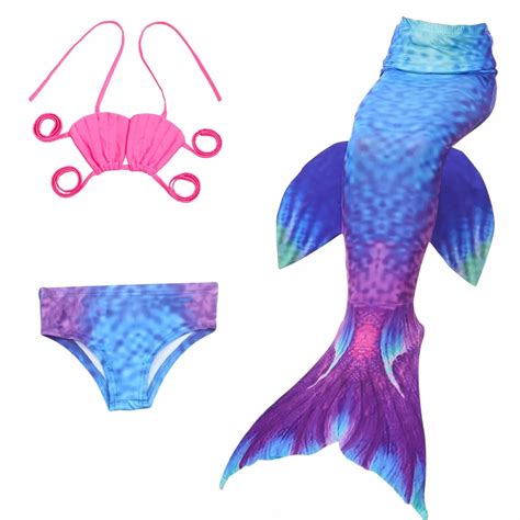 2017 Kids 3pcs Mermaid Tails Children Swimmable Swimsuit With Bikini