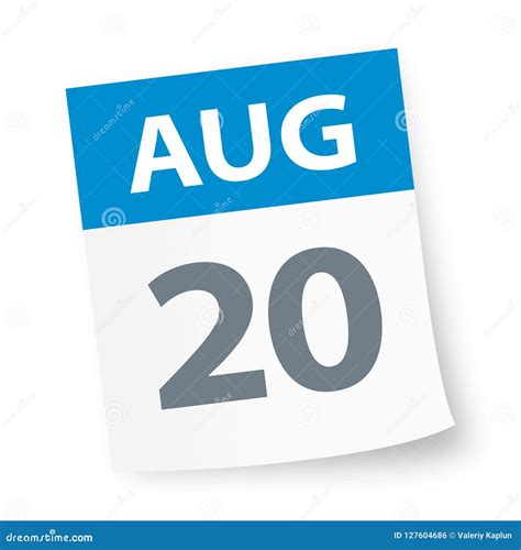 August 20 Calendar Icon Stock Illustration Illustration Of August