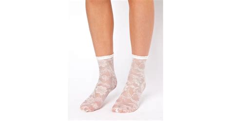 Asos Lace Ankle Socks In White Lyst