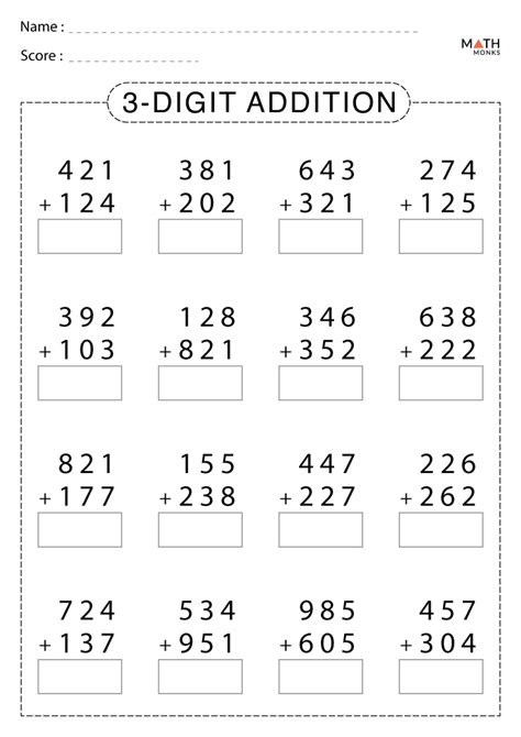 3 Digit Addition Worksheets Hot Sex Picture