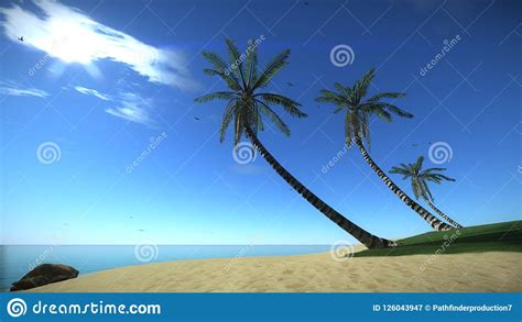 Beach Of Tropical Island In The Summertime Stock Illustration