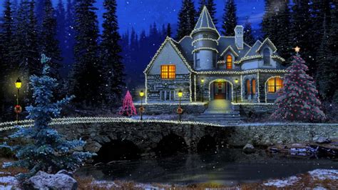 Festive Winter Night Hd Desktop Wallpaper Widescreen