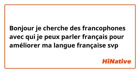 Bonjour Je Cherche Des Francophones Avec Qui Je Peux Parler Français