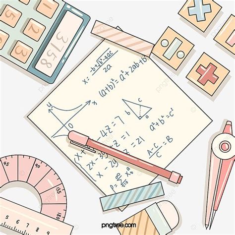 Elementos De Papelería Matemática De Estilo De Dibujos Animados Png