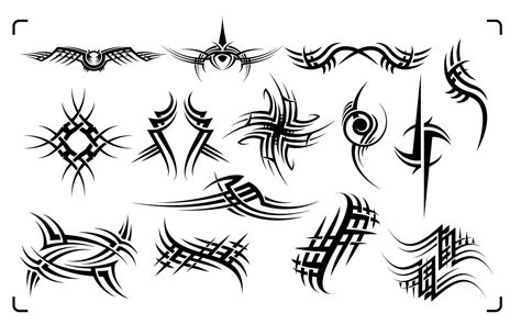 Creative Pinstripes And Tribal Ornament Set Vector Download