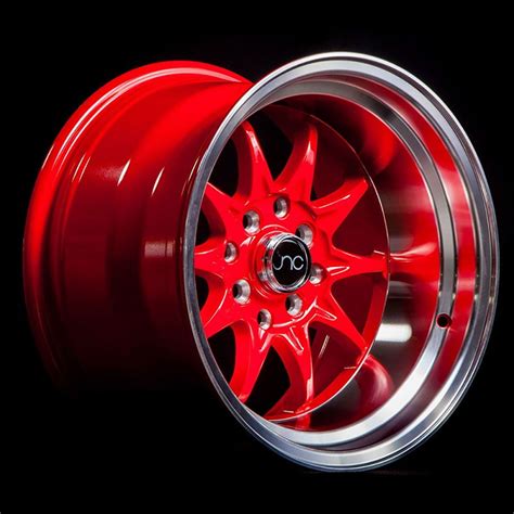 For 15x9 Inch 1 Single Wheel Only Jnc Wheels 15 Jnc003 Red Machined Lip Rim 4x1004x1143