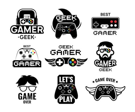 Free Vector Video Game Logo Set Emblems With Gamer Vintage And