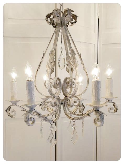 Antique French Country Chandelier Wrought Iron Shabby Chic Rustic